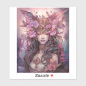 Sticker Rose violet Fairy Queen Imaginaire Art (Feuille)