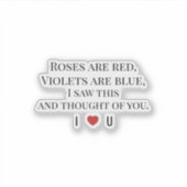 Sticker Roses Are Red Valentine's - I ♥ U Funny Romantic   (Devant)