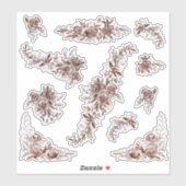 Sticker roses d'aquarelle rose vif (Feuille)