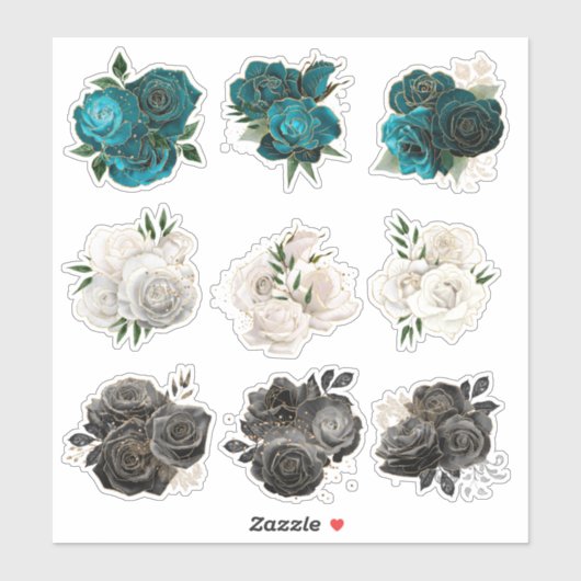 Sticker Roses Pailletées (Feuille)