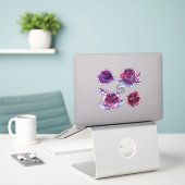 Sticker Roses pourpres d'aquarelle. Botanique florale viol (Ordinateur portable sur le bureau)