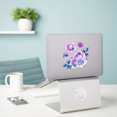 Sticker Roses pourpres d'aquarelle. Fleurs Lilac. Lavande (Ordinateur portable sur le bureau)