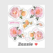 Sticker Roses roses romantiques (Feuille)
