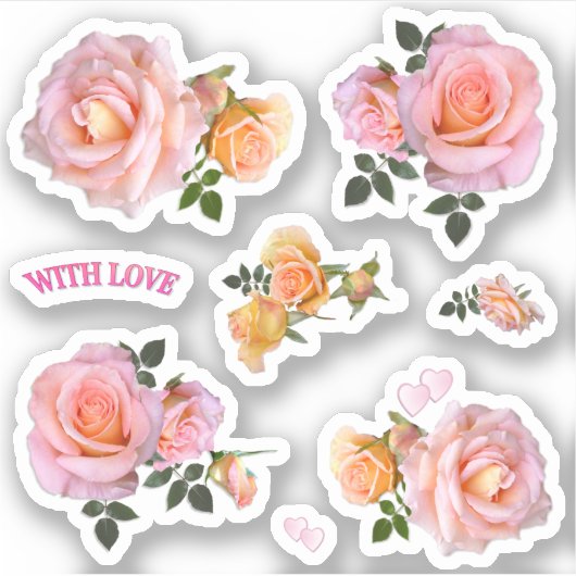 Sticker Roses roses romantiques (Devant)