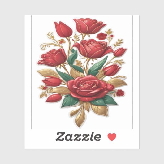 Sticker Roses rouges (Feuille)