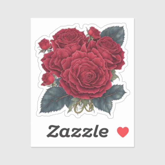 Sticker roses rouges (Feuille)