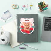 Sticker Roses rouges & adorable Yorkshire personnalisé (Couverture iPad)