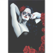 Sticker Roses rouges crâne sucre (Devant)