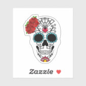 Sticker Roses rouges crâne sucre (Feuille)