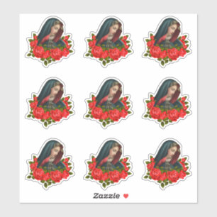 Sticker Roses rouges de mère douleureuse de Vierge Marie