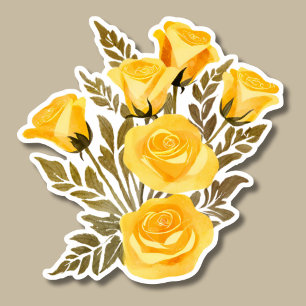 Sticker Roses simples et jaunes imperméables