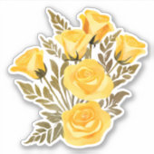 Sticker Roses simples et jaunes imperméables (Devant)