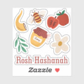 Sticker Rosh Hashanah Jouer Peint Symboles Traditionnels (Feuille)