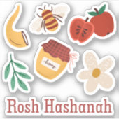 Sticker Rosh Hashanah Jouer Peint Symboles Traditionnels (Devant)