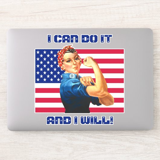 Sticker Rosie le Riveter avec le Slogan Motivationnel du d (Ordinateur)