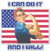 Sticker Rosie le Riveter avec le Slogan Motivationnel du d (Devant)