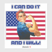 Sticker Rosie le Riveter avec le Slogan Motivationnel du d (Feuille)
