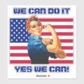 Sticker Rosie le Riveter avec le Slogan Motivationnel du d (Feuille)