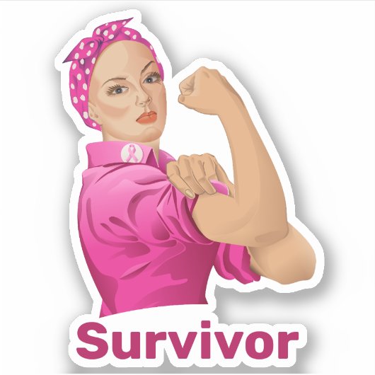 Sticker Rosie, Riveter Sensibilisation au cancer du sein (Devant)