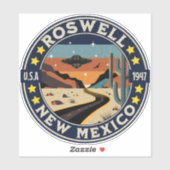 Sticker Roswell New Mexico Retro UFO Terrain (Feuille)
