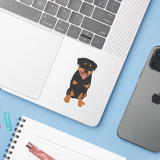 Sticker Rottweiler (Ordinateur portable avec iPhone)