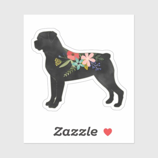 Sticker Rottweiler Chien race Boho Floral Silhouette (Feuille)