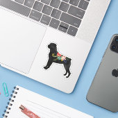 Sticker Rottweiler Chien race Boho Floral Silhouette (Ordinateur portable avec iPhone)