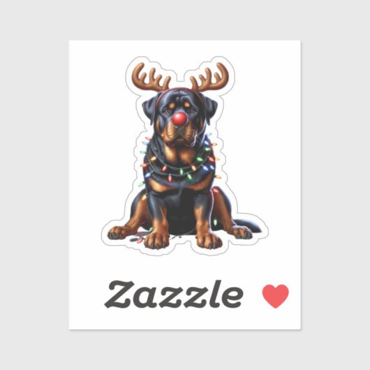 Sticker Rotweiller Reindeer (Feuille)