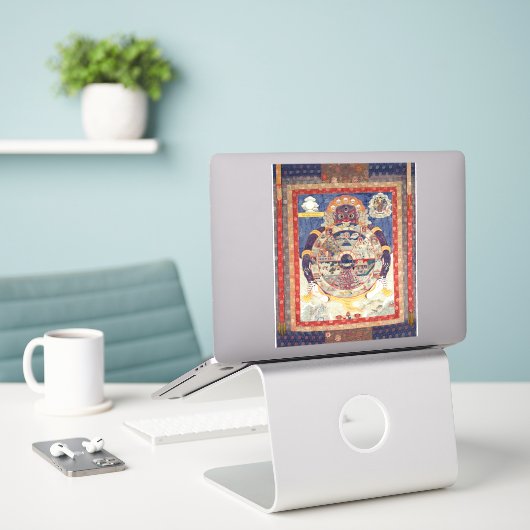 Sticker Roue bouddhiste tibétaine de la vie (Ordinateur portable sur le bureau)