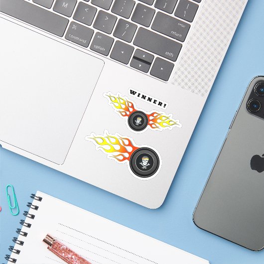 Sticker Roue de flammes Mécanique (Ordinateur portable avec iPhone)