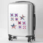 Sticker Roues et étoiles patriotiques | 4 juillet (Sur valise)