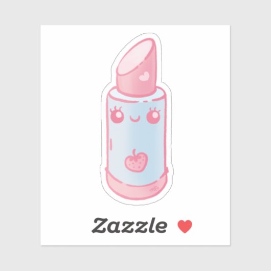 Sticker Rouge à lèvres rose Kawaii (Feuille)