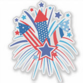 Sticker Rouge, blanc feu d'artifice Custom-Cut Vinyl Stick (Devant)