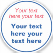 Sticker Rouge Bleu Blanc Votre Texte Ici Remplacer Slogan (Recto)