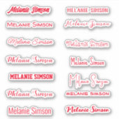 Sticker rouge de nom élégant (Devant)