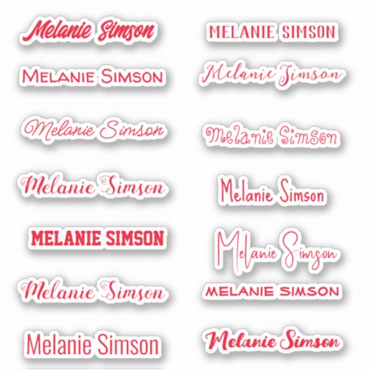 Sticker rouge de nom élégant (Devant)