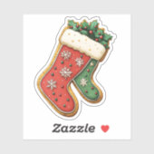 Sticker Rouge et Vert Noël Stockage Cookie (Feuille)