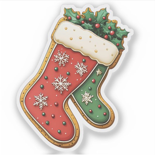 Sticker Rouge et Vert Noël Stockage Cookie (Devant)