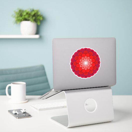 Sticker Rouge Floral Mandala-58566 (Ordinateur portable sur le bureau)
