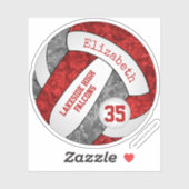Sticker rouge gris filles volley-ball avec nom de l'équipe (Feuille)