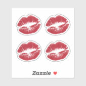Sticker Rouge Lèvres de baiser Valentine's Day Custom Cut (Feuille)