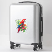 Sticker Rouge macaw tropical floral (Sur valise)