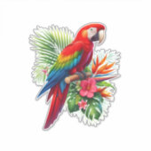 Sticker Rouge macaw tropical floral (Devant)