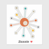 Sticker Rouge Orange Turquoise Atomique Starburst Retro (Feuille)