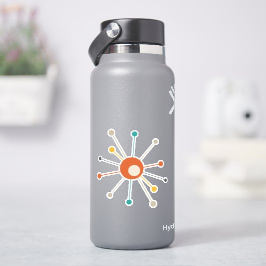 Sticker Rouge Orange Turquoise Atomique Starburst Retro (HydroFlask)
