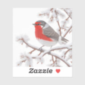 Sticker Rouge Robin dans la Neige (Feuille)
