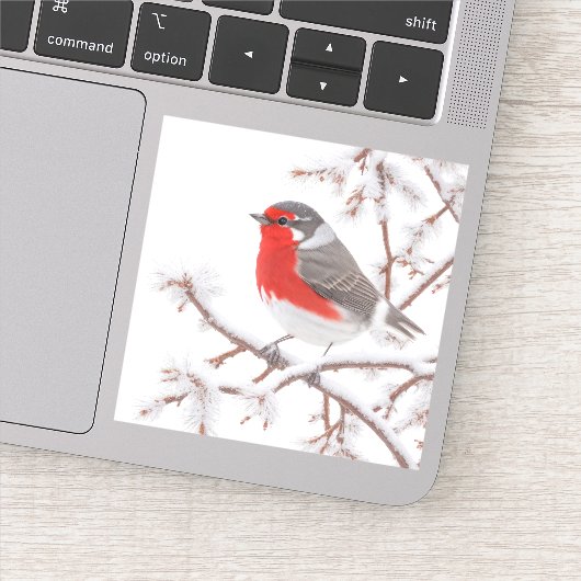 Sticker Rouge Robin dans la Neige (Détail)
