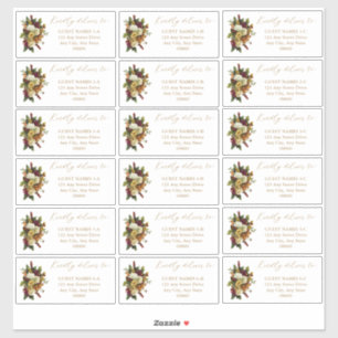 Sticker Rouge rustique Orange Floral Mariage Adresse d'i