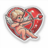 Sticker Rouge Saint Valentin Coeur Cupidon (Devant)