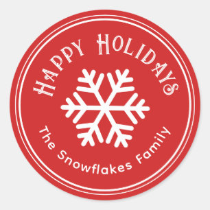 Sticker rouge Snowflake Happy Holidays